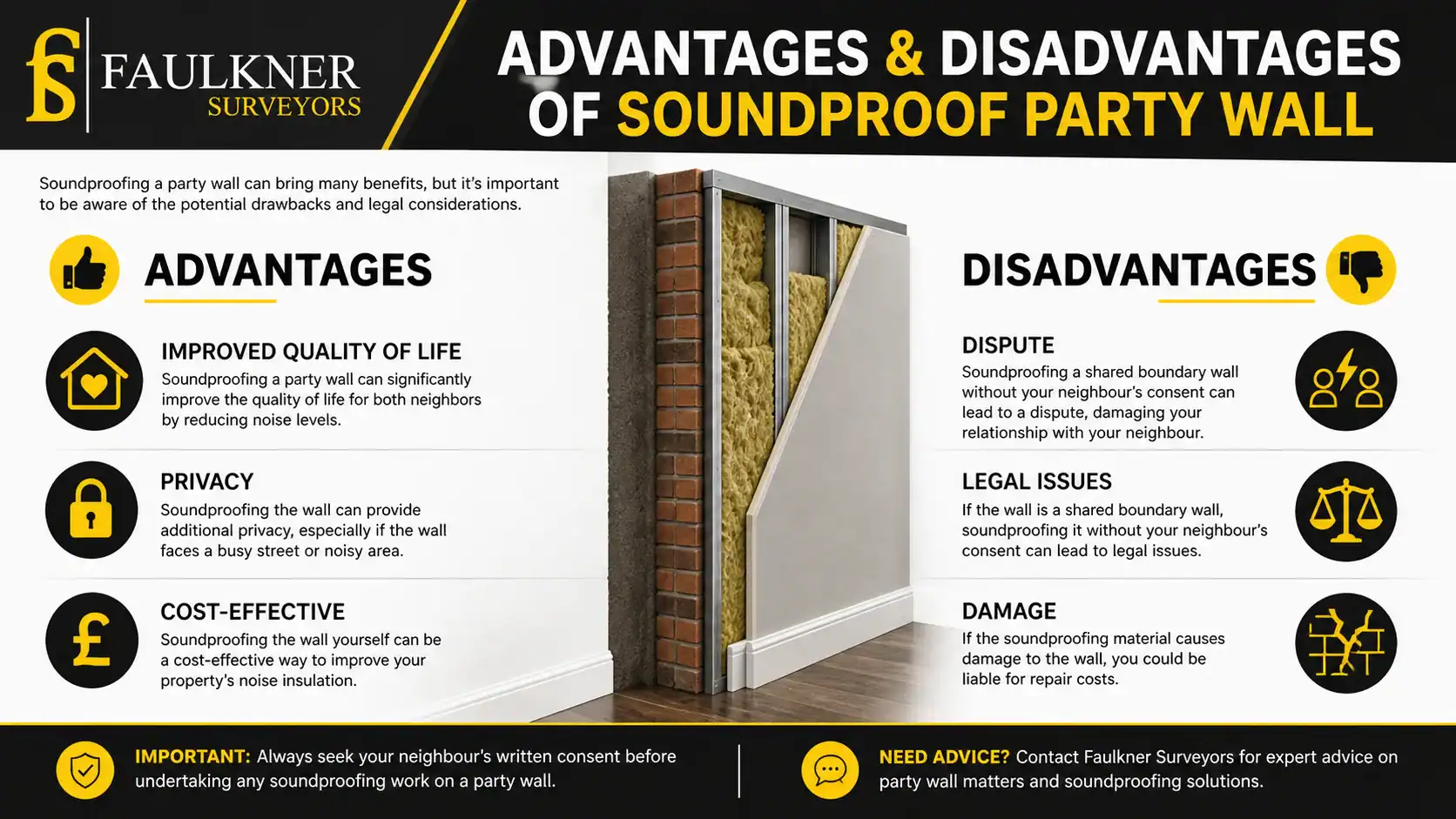 Can you soundproof a Party wall? 2 Advantages and Disadvantages of Soundproof Party Wall Redhill